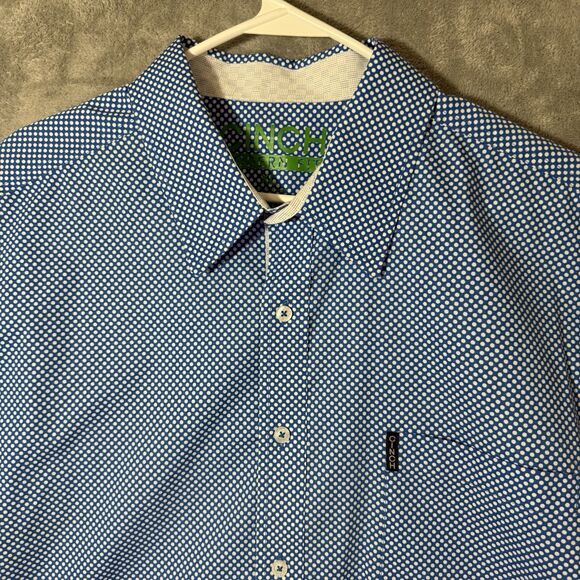 Cinch Shirt Mens XL Blue Polka Dot Modern Short Sleeve Button Up Western Cowboy - Picture 4 of 10